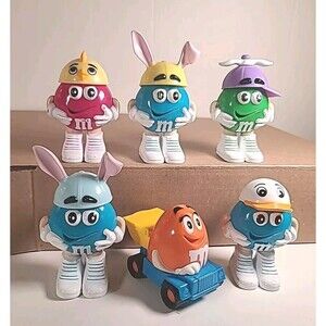 Lot of 6 Various Collectible M&M Figurines Candy Holders Easter Spring Dumptruck